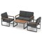 4 Piece Patio Furniture Set with Wood-Plastic Armrests and Aluminum Frame Ideal for Outdoor Use